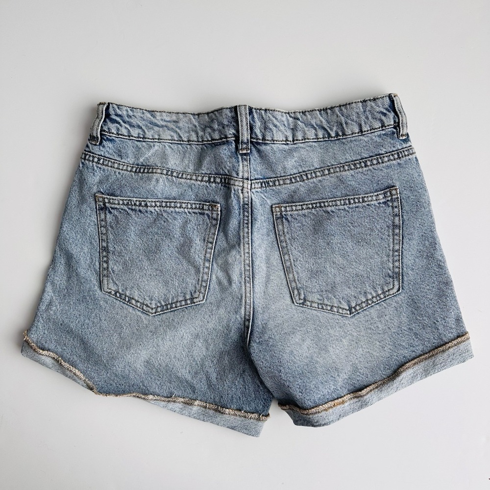 PacSun Mom Short Women's Size 29 High Rise Denim Jean Acid Wash Cuff Hem Cotton - Picture 3 of 9